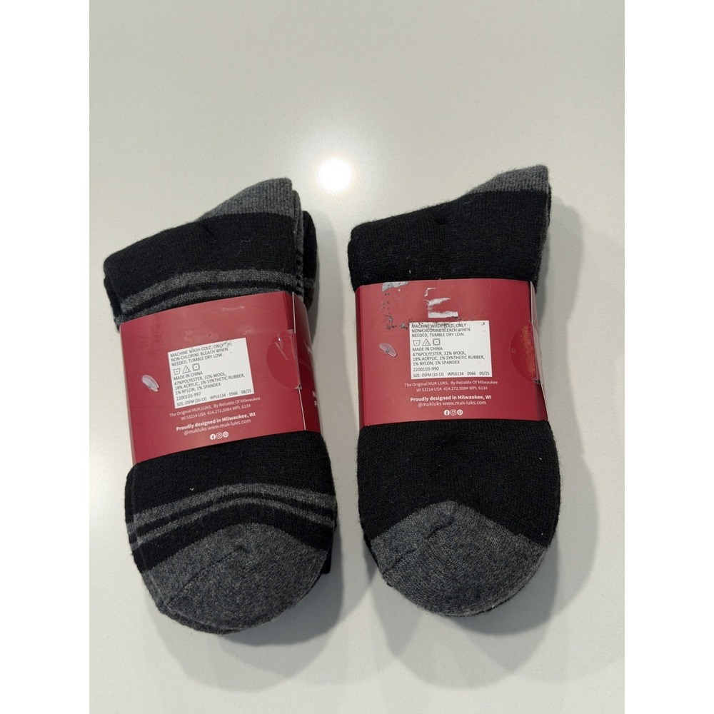 Muk Luks Mens Wool Blend Boot Socks 2-Pack Shoe Size 10-13 NWT Geometric Thermal - Picture 2 of 7